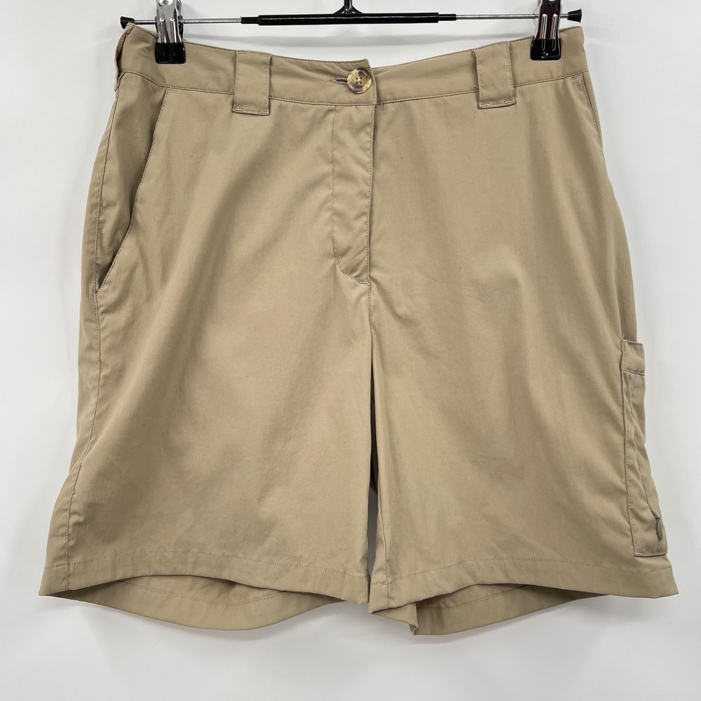 ExOfficio 6 Cargo Shorts Womens Khaki Tan Stretch Nylon Hiking Travel Outdoor